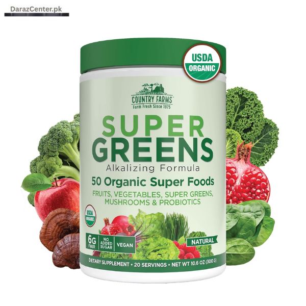 Country Farms Organic Super Greens Natural Flavor 300 g | 03090007010 | DarazCenter.Pk